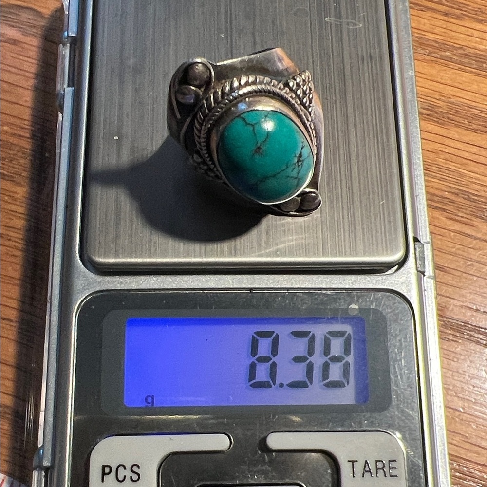 Artisan 925 Silver Ring with Turquoise Stone, Size 8 - Picture 14 of 15